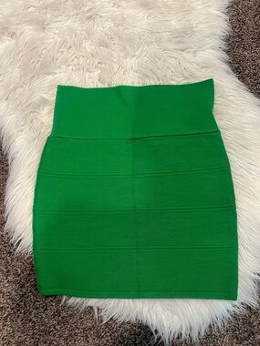 debut Bright Green High-Waist Knit Mini Skirt